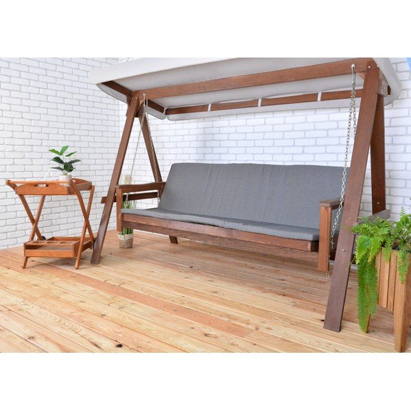 Sivo-hnedá drevená záhradná hojdačka Adelaida – Rojaplast-image-2