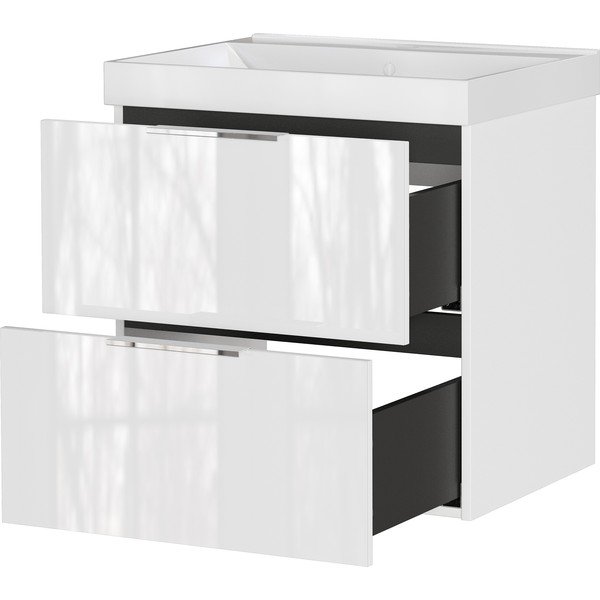Biela lesklá závesná skrinka pod umývadlo 61x65 cm Celano – Germania-image-4