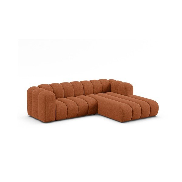 Ženilková rohová pohovka v tehlovej farbe (pravý roh/s leňoškou) Lupine – Micadoni -image-1