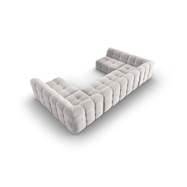 Svetlosivá zamatová rohová pohovka (do "U") Kendal - Micadoni Home-image-4