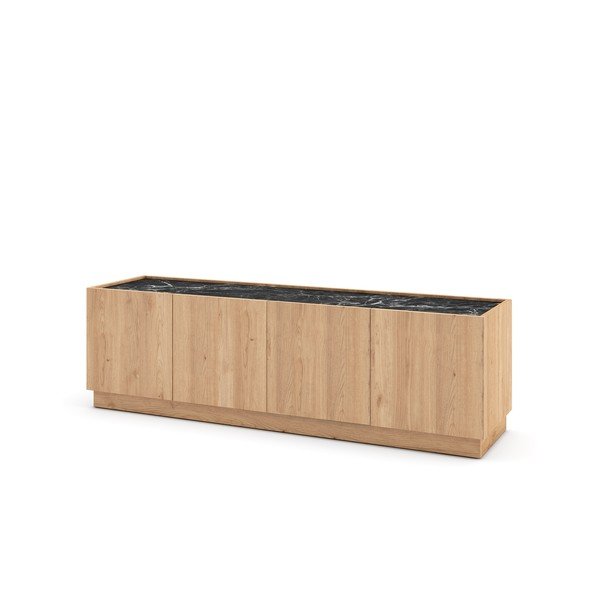 Čierny/prírodný TV stolík v dekore duba 160x48 cm Dione – Marckeric-image-3