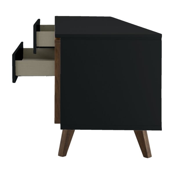 Nízka komoda v dekore orecha v čierno-prírodnej farbe 210x57 cm Plain – Tenzo-image-4