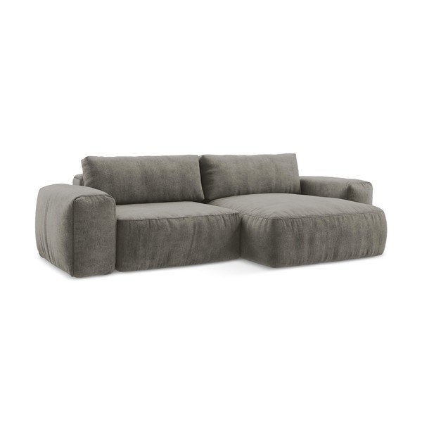 Sivá ženilková rozkladacia rohová pohovka (pravý roh/s leňoškou) Kuki – Makamii-image-2