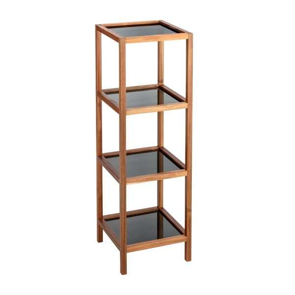 Sklenený kúpeľňový regál v čierno-prírodnej farbe 36x112 cm Fondi – Wenko-image-1