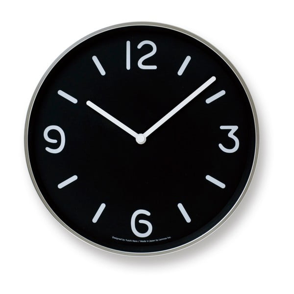Čierne nástenné hodiny Lemnos Clock MONO, ⌀ 25,6 cm
