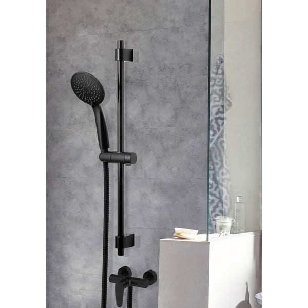 Čierny sprchový set z nerezovej ocele 66 cm Young - Wenko-image-1