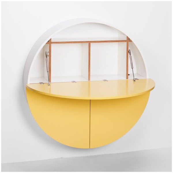 Žlto-biely multifunkčný nástenný stôl EMKO Pill-image-2