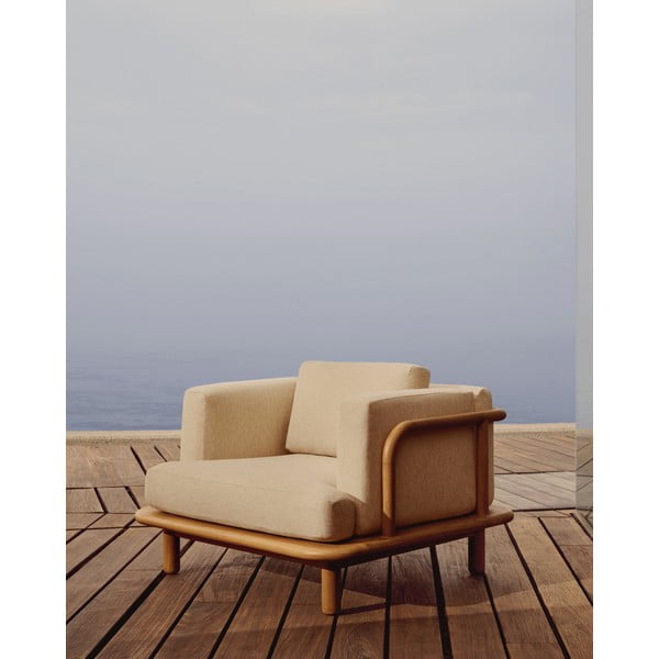 Drevené záhradné kreslo v béžovej a prírodnej farbe Turqueta – Kave Home-image-1