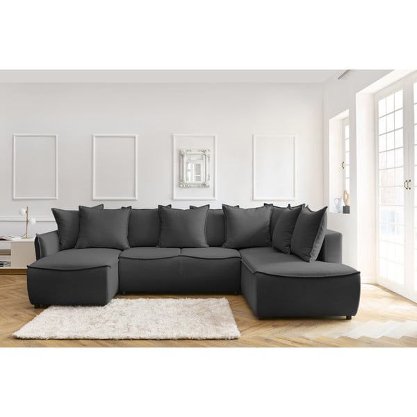 Tmavosivá rozkladacia rohová pohovka (pravý roh) Leon – Bobochic Paris-image-1