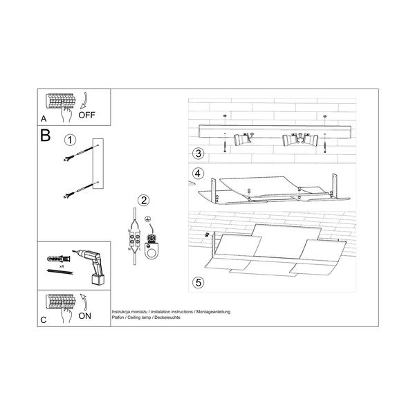 Biele stropné svietidlo so skleneným tienidlom 53x61 cm Marett – Sollux-image-2