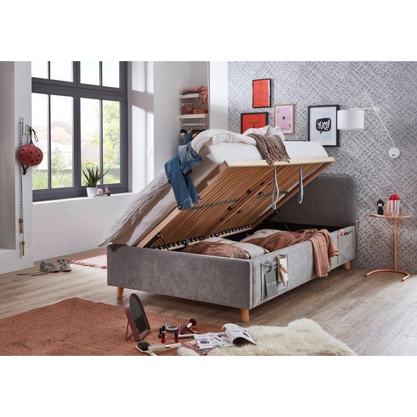 Sivá detská posteľ s úložným priestorom s roštom 120x200 cm Cosy – Meise Möbel-image-2