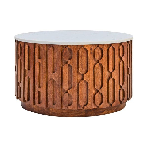 Okrúhly konferenčný stolík s mramorovou doskou v prírodnej farbe ø 70 cm Torcino – Premier Housewares-image-2