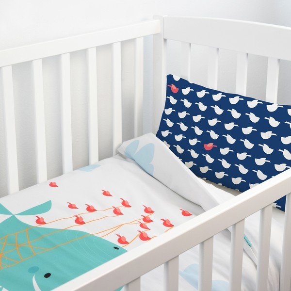 Detské bavlnené obliečky Baleno Whale Ride, 115 × 145 cm-image-1