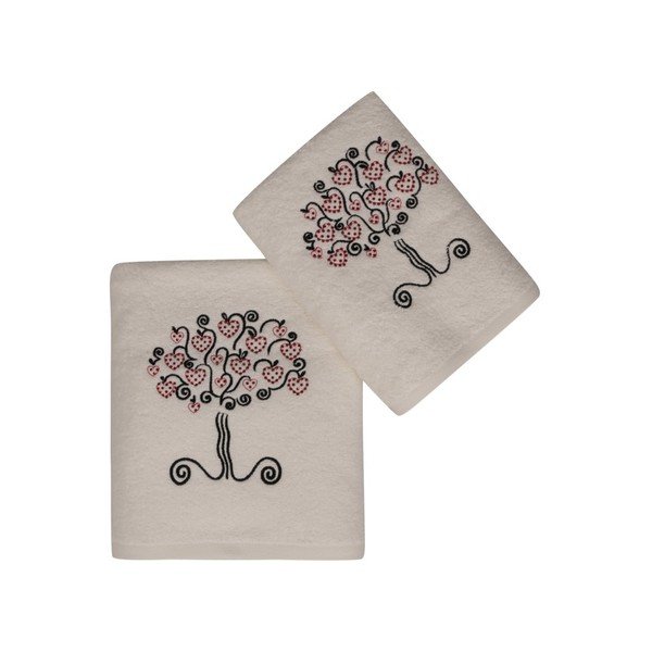 Set bieleho uteráka a bielej osušky s farebným detailom Arbre-image-2