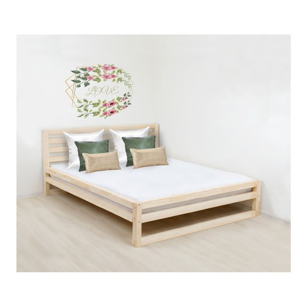 Drevená dvojlôžková posteľ Benlemi DeLuxe Naturelle, 200 × 200 cm