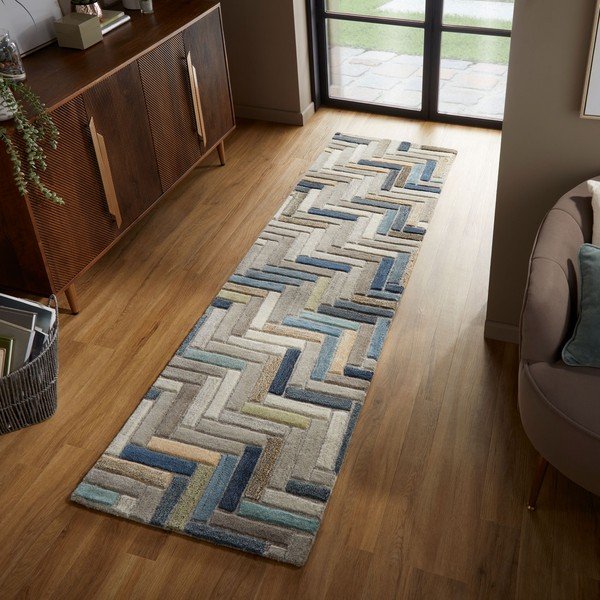 Sivo-modrý vlnený behúň Flair Rugs Russo, 60 x 230 cm-image-4