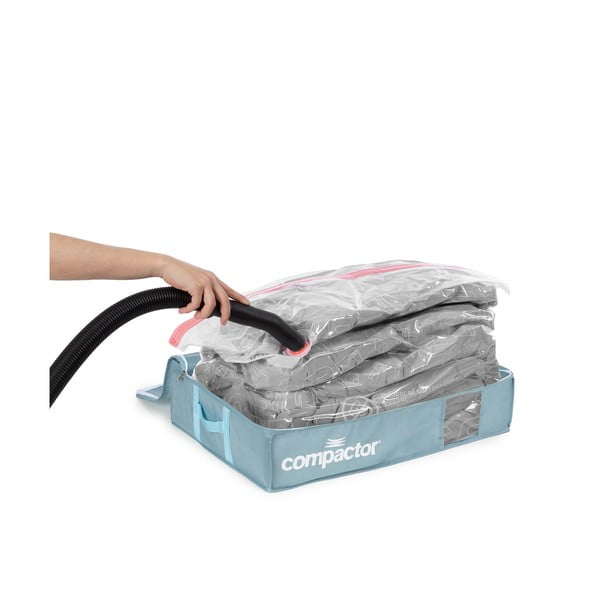 Vákuové plastové úložné boxy pod posteľ v súprave 3 ks 65x45x15,5 cm Blue Edition – Compactor-image-2