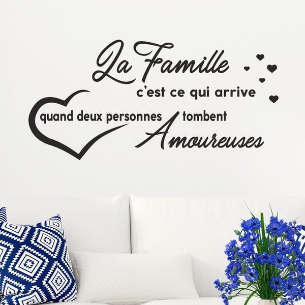 Čierna samolepka Ambiance Quote La Famille
