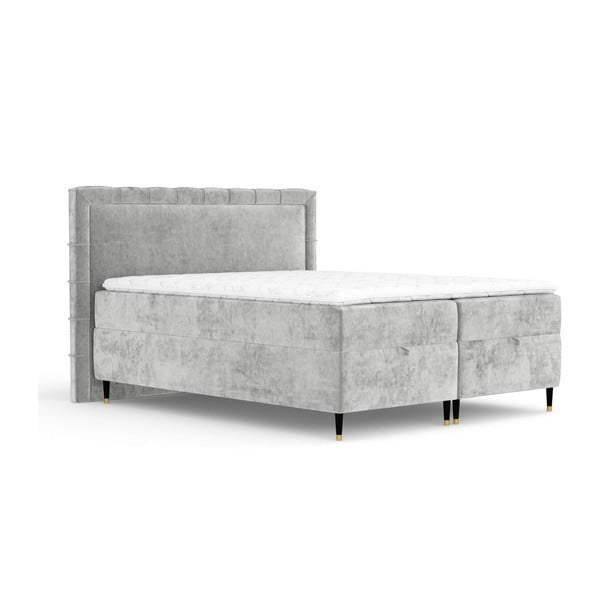 Svetlosivá boxspring posteľ s úložným priestorom 180x200 cm Voyage – Maison de Rêve