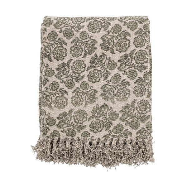 Sivo-zelený vianočný pléd s podielom bavlny Bloomingville Ritchi, 150 x 120 cm-image-1