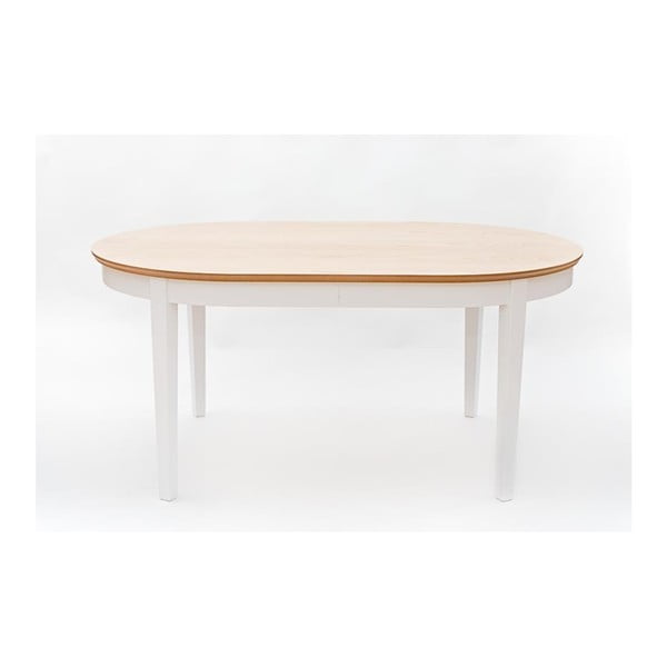 Biely rozkladací jedálenský stôl s detailmi z dubovej dyhy We47 Family, 165 - 215 × 105 cm