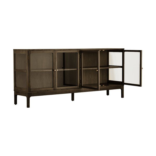 Tmavohnedá vitrína v dekore duba 180x80x40 cm Zamora – House Nordic-image-3