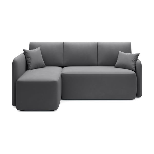 Taupe zamatová rozkladacia/s úložným priestorom rohová pohovka (ľavý roh/s leňoškou) Hadson – ELTAP