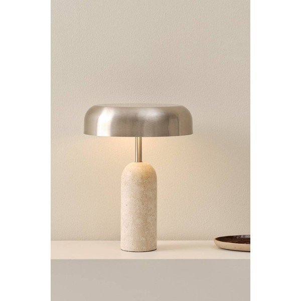 Stolová lampa 
z travertínu
 v striebornej farbe (výška  46 cm) Ina – Jotex-image-1