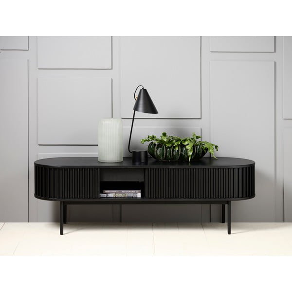 Čierny TV stolík v dekore duba 48x160 cm Siena – Unique Furniture-image-2