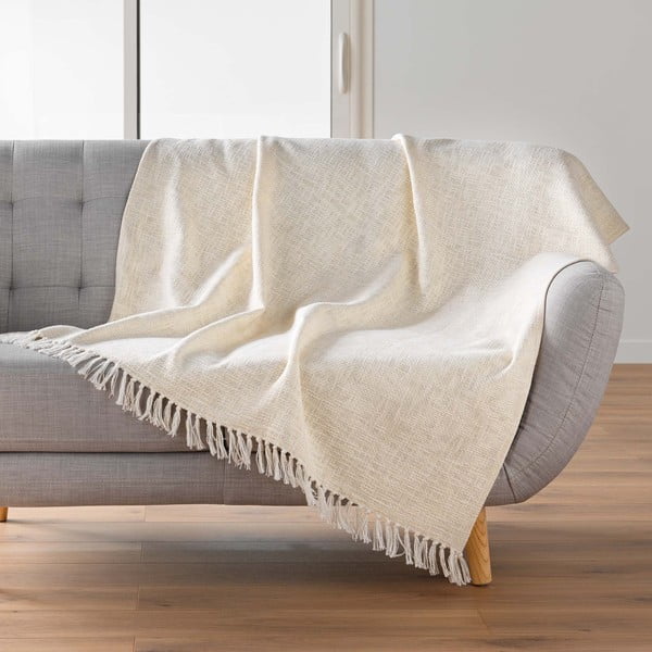Krémová deka s prímesou bavlny 125x150 cm Ziggy – douceur d'intérieur-image-1