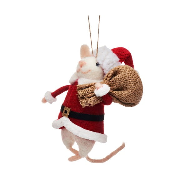 Textilná vianočná ozdoba Santa Mouse – Sass & Belle