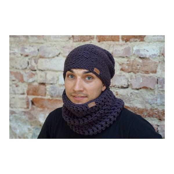 Tmavofialový ručne háčkovaný kruhový šál DOKE Plum-image-2