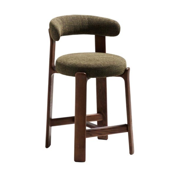 Zelená/v tmavo prírodnej farbe barová stolička z jaseňového dreva (výška sedadla 65 cm) Granite – Kave Home