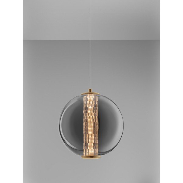 Sivé kovové LED závesné svietidlo so skleneným tienidlom ø 22 cm Navi – Nova Luce-image-3