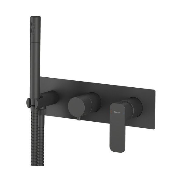 Matne čierna podomietková sprchová batéria (3 výstupy) Spy – Sapho-image-2