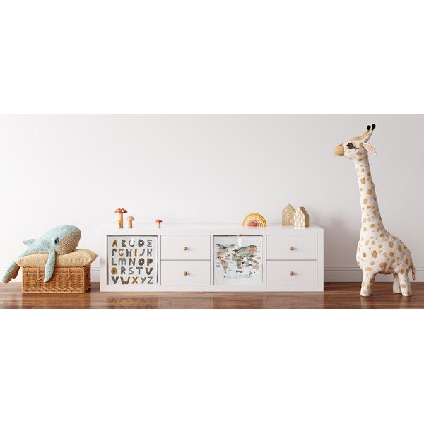 Biely látkový detský organizér na hračky 32x32x32 cm Dino World Map – Butter Kings-image-1