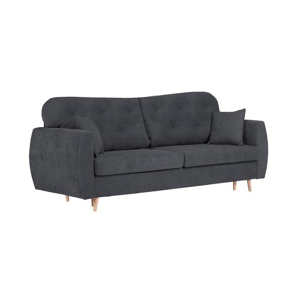 Tmavosivá rozkladacia trojmiestna pohovka s úložným priestorom Mazzini Sofas Orchid-image-1