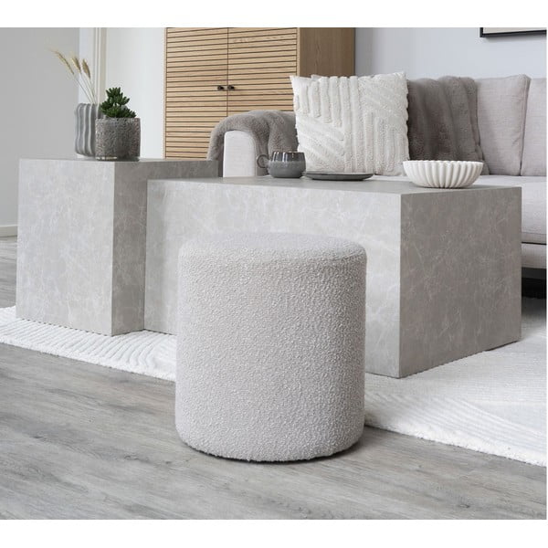 Béžový taburet z textílie buklé Ejby – House Nordic-image-1