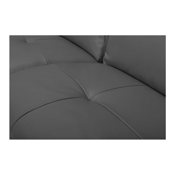 Sivá polohovacia kožená dvojmiestna pohovka Furnhouse Viktor, šírka 217 cm-image-3