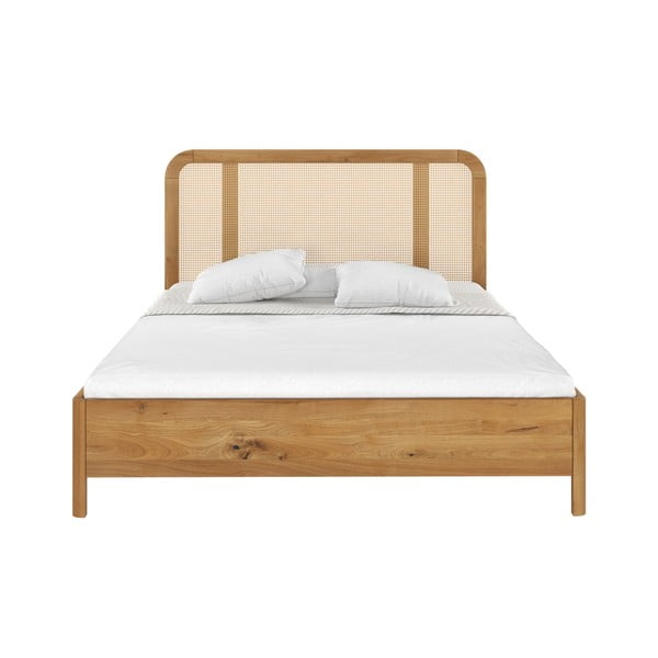 Dvojlôžková posteľ z dubového dreva 200x200 cm v prírodnej farbe Harmark - Skandica-image-2