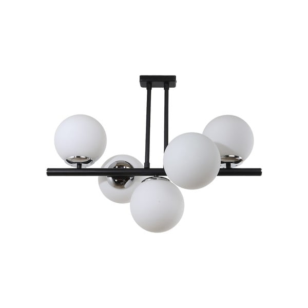 Biele/čierne stropné svietidlo so skleneným tienidlom ø 15 cm Sail – Squid Lighting