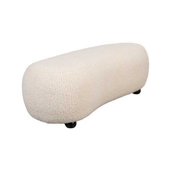 Krémovobiela polstrovaná lavica z textílie buklé Noxx – White Label-image-2