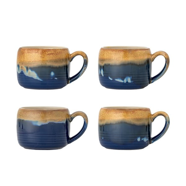Modré/hnedé hrnčeky v súprave 4 ks z kameniny 400 ml Sheen – Bloomingville