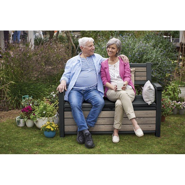 Hnedá plastová záhradná lavica Deco – Keter-image-3