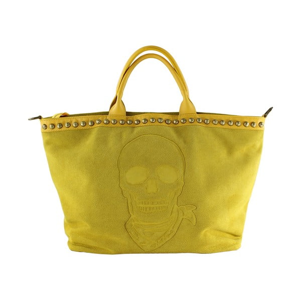Kožená kabelka Skull, žltá