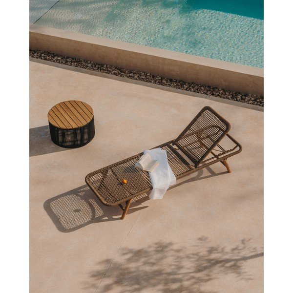 Hnedé drevené/kovové záhradné ležadlo Dandara – Kave Home-image-1