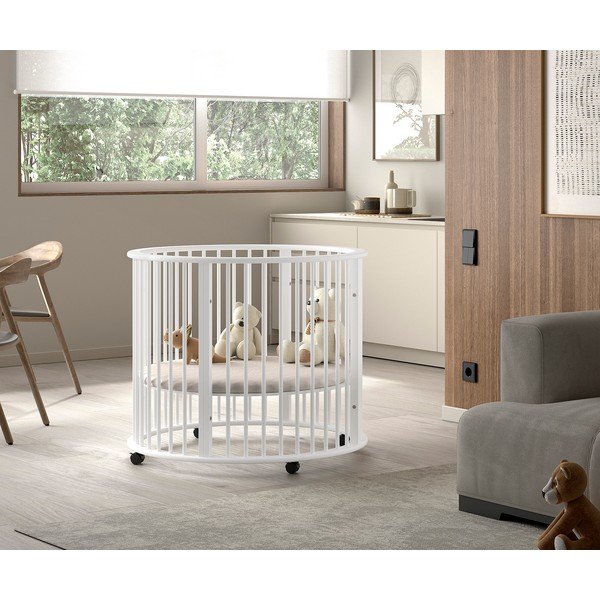 Biela detská ohrádka z bukového dreva 90x90 cm Dino – Vipack-image-1