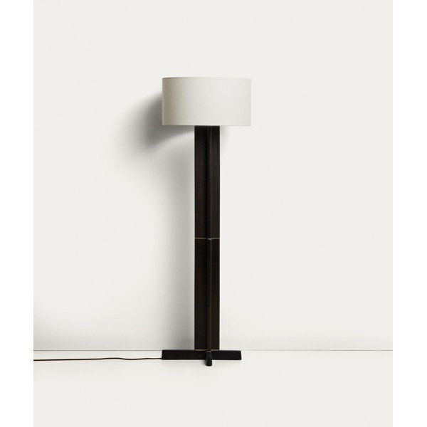 Biela/tmavohnedá stojacia lampa s textilným tienidlom (výška  150,5 cm) Niani – Kave Home-image-4