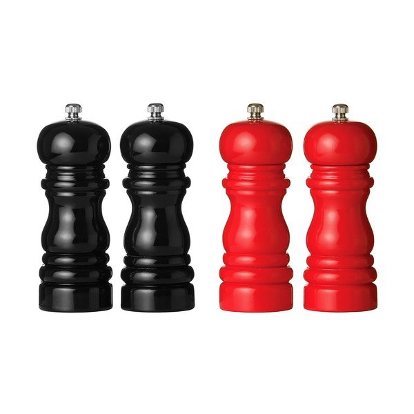 Sada 2 drevených mlynčekov na korenie a soľ v červenej farbe Premier Housewares-image-1