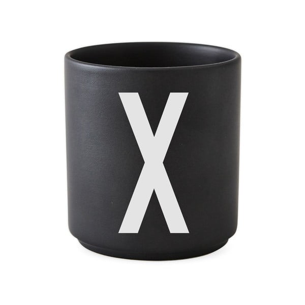 Čierny porcelánový hrnček Design Letters Alphabet X, 250 ml